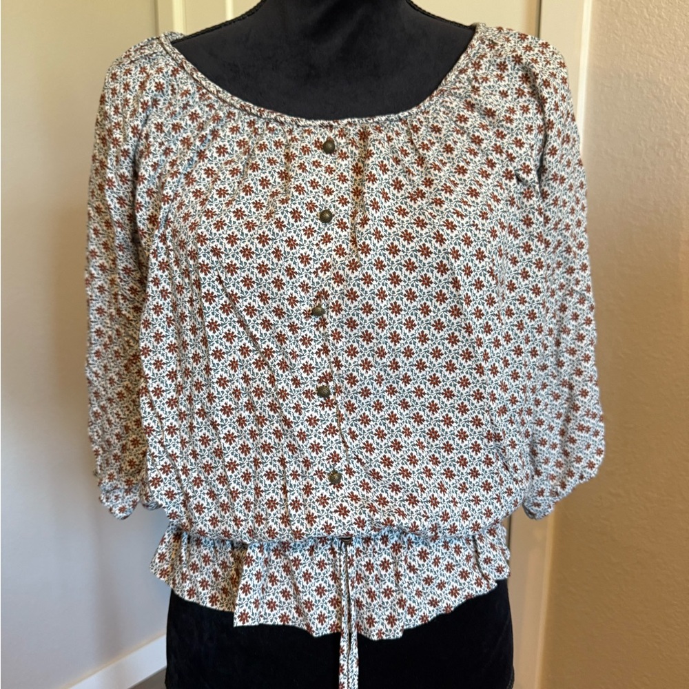 Guess Red and White Patterned Blouse